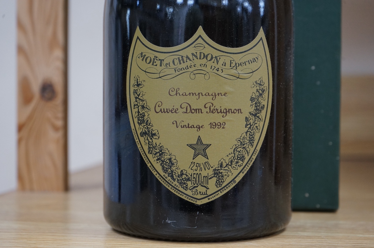 A magnum of Dom Perignon 1992 Champagne, in original box, with pamphlet.